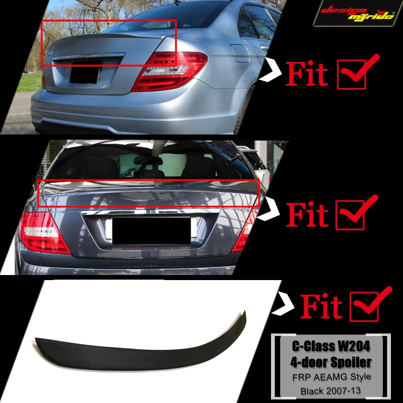 FRP Неокрашенный задний спойлер багажника Duckbill крыло C63 стиль для Mercedes C W204 C204