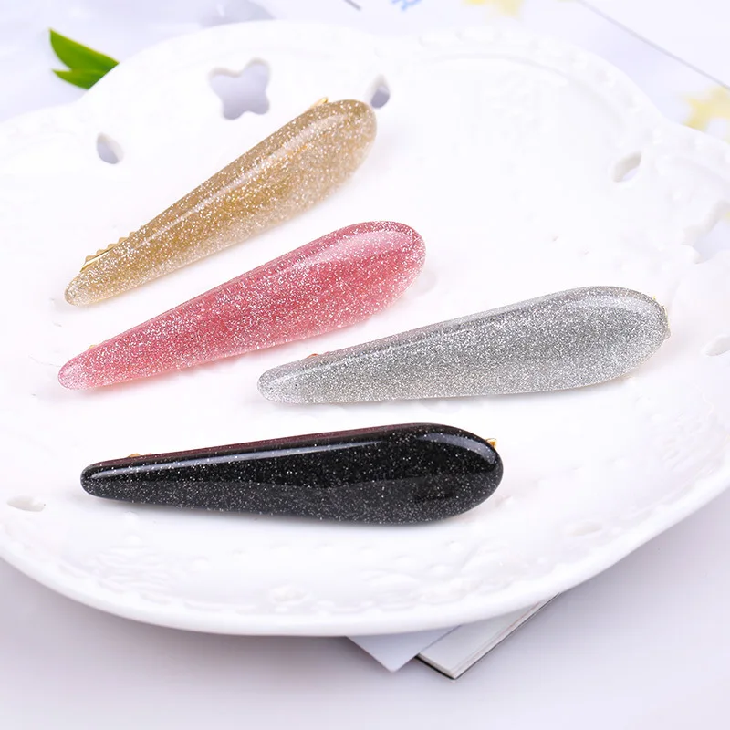 

2020 Ins Solid Acetate Hairpin Gold Dust Water Drop Barrettes for Hair Fringe Hair Clips Joker Fashion Hair Accessories Gifts