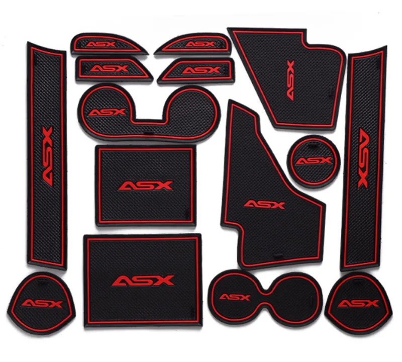 

15Pcs Car Interior Gate Slot Mat Cup Holder Rubber Mat Door Groove Latex Mat Fit For ASX 2013-2016