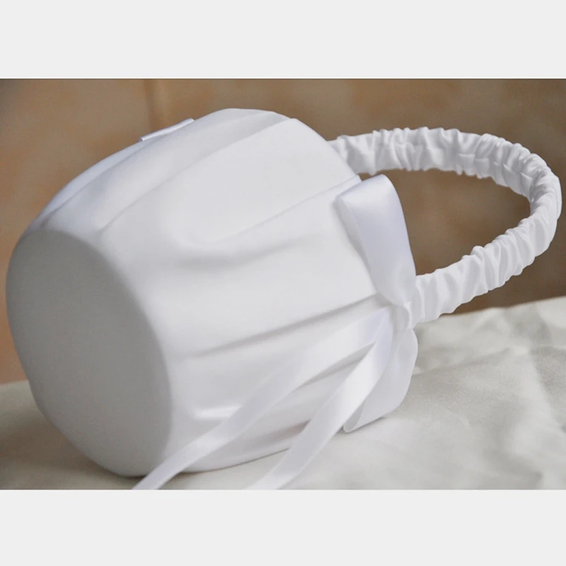 Promotion! White Romantic Bowknot Satin Wedding Ceremony Party Flower Girl Basket | Pots &amp Planters