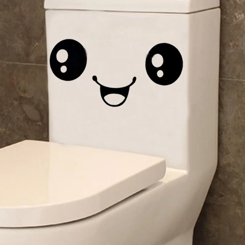 Милые наклейки на унитаз со смайликом для ванной комнаты украшение шкафа