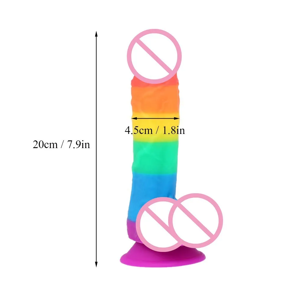Realistic Huge Penis Rainbow Silicone Big Dildo Vagina Simulation Massager Adult Sex Toys For Women With Powerful Suction