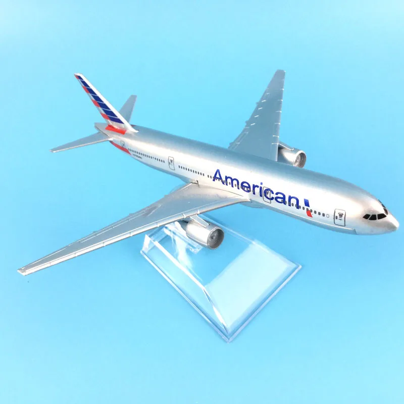 Модель самолета 16 см модель американского Боинг 777 из литого металла 1:400