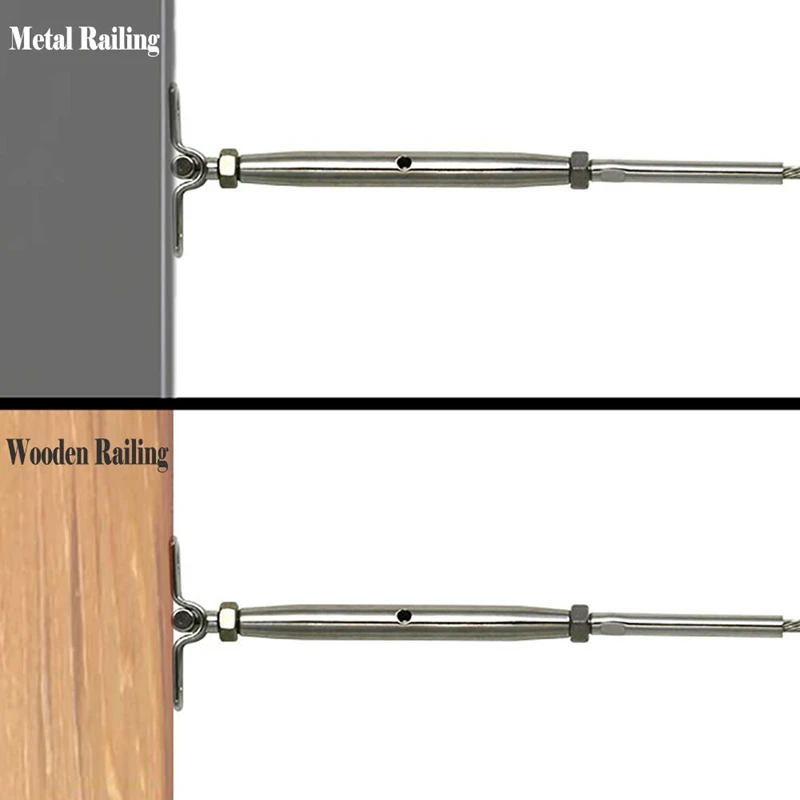 12Pcs T316 Steel Adjustable Angle Cable Railing Hardware Kit For 1/8Inch Wire Rope Wood Post | Обустройство дома