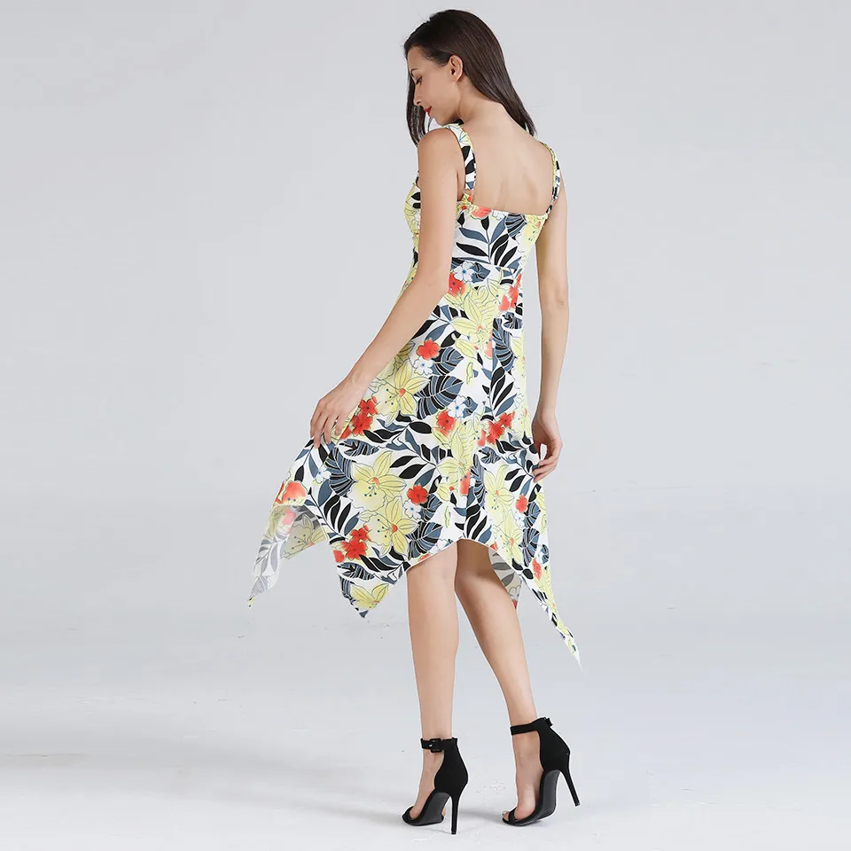 Women Dress Sexy Bohemian Printing Camisole V Neck 2018 New Pattern Irregular Beach | Женская одежда