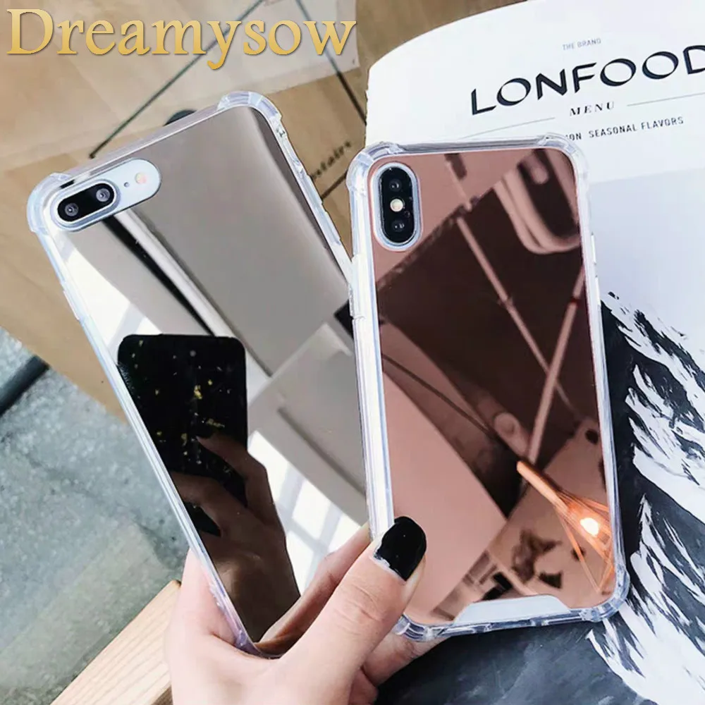 Зеркальный чехол для телефона iPhone 11 12 Pro Max 12mini SE 2020 Мягкий противоударный из ТПУ X
