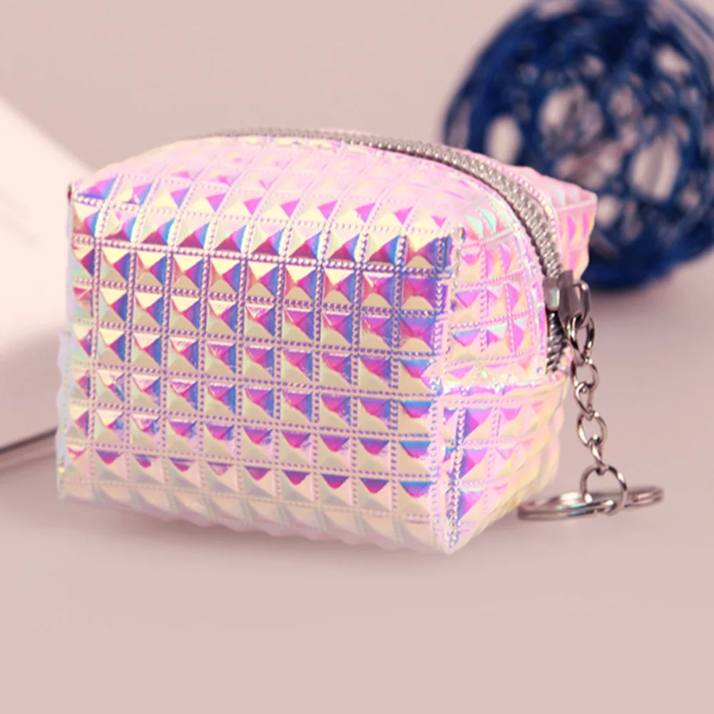 Женский мини кошелек с голограммой для монет голографическая Лазерная молния