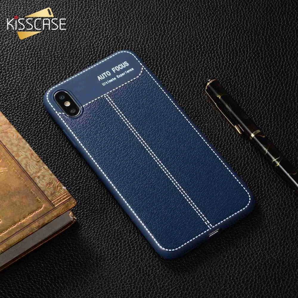 Чехол KISS в стиле ретро деловой кожаный чехол для iPhone X XR с рисунком личи 7 8 6 6S Plus 5 5S