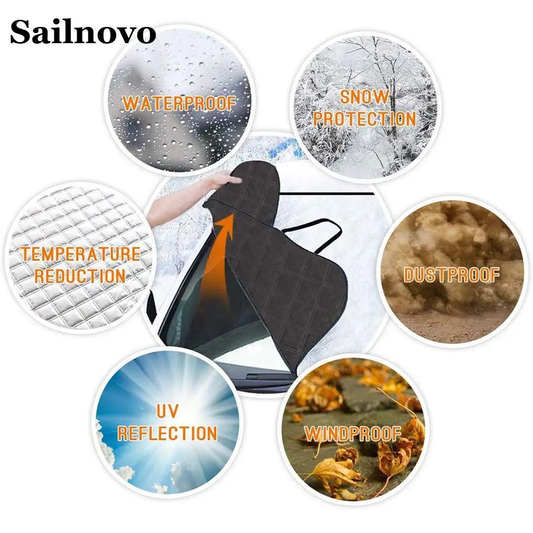 Sailnovo 183*116 см Общая твердая зимняя крышка для лобового стекла автомобиля Складная