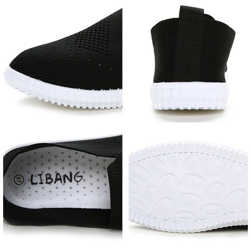 Туфли женские на плоской подошве дышащие без застежки Нескользящие базовые