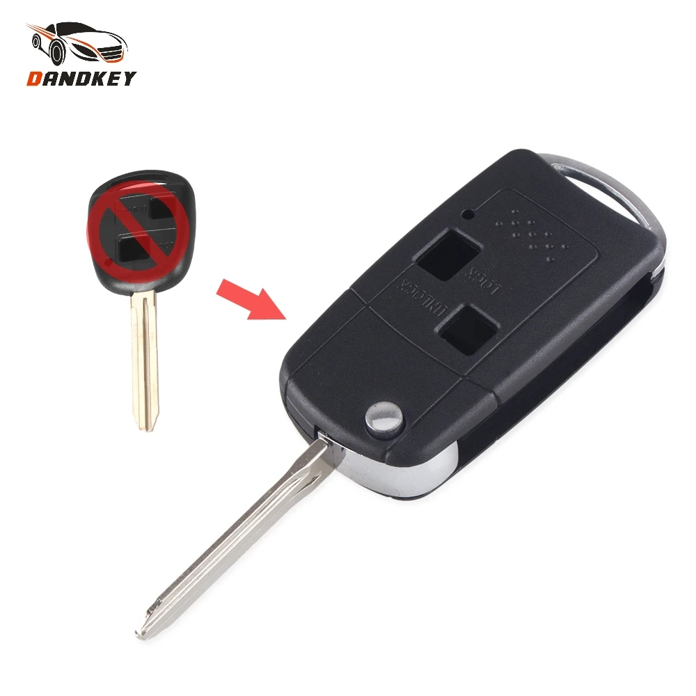 Dandkey 2 кнопки для Toyota Rav4 Corolla Hilux Yaris Avalon Echo Prado откидной пульт дистанционного