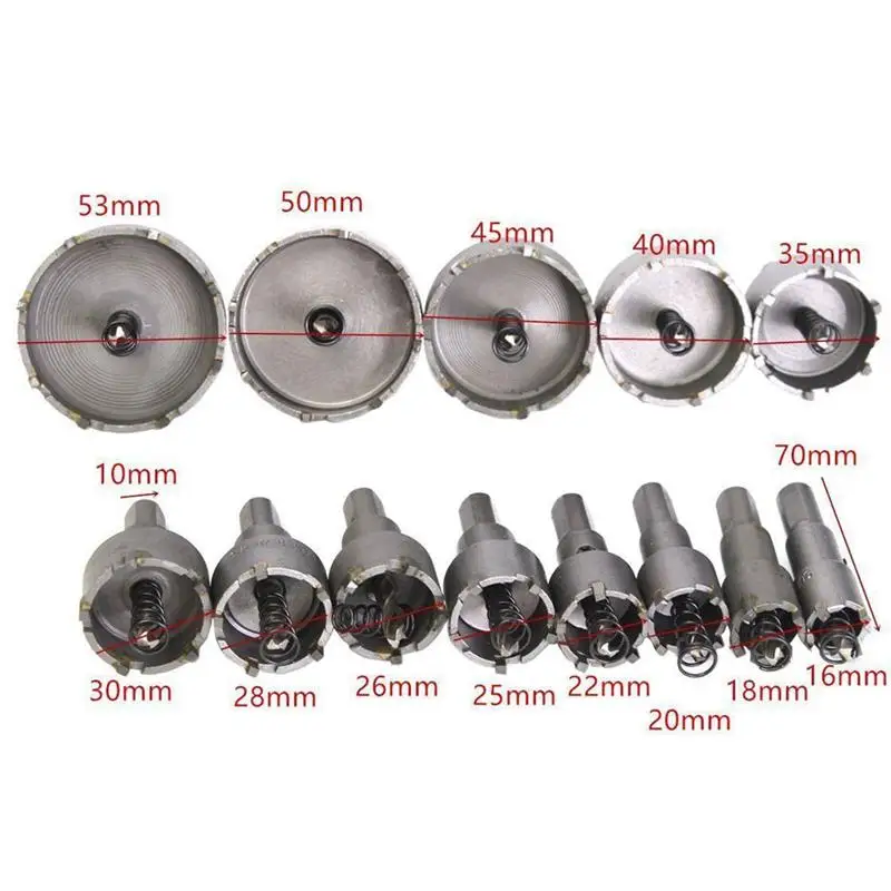 

13Pcs Carbide Tip TCT Drill Bit Hole Saw Set Stainless Steel Metal Alloy 16-53mm