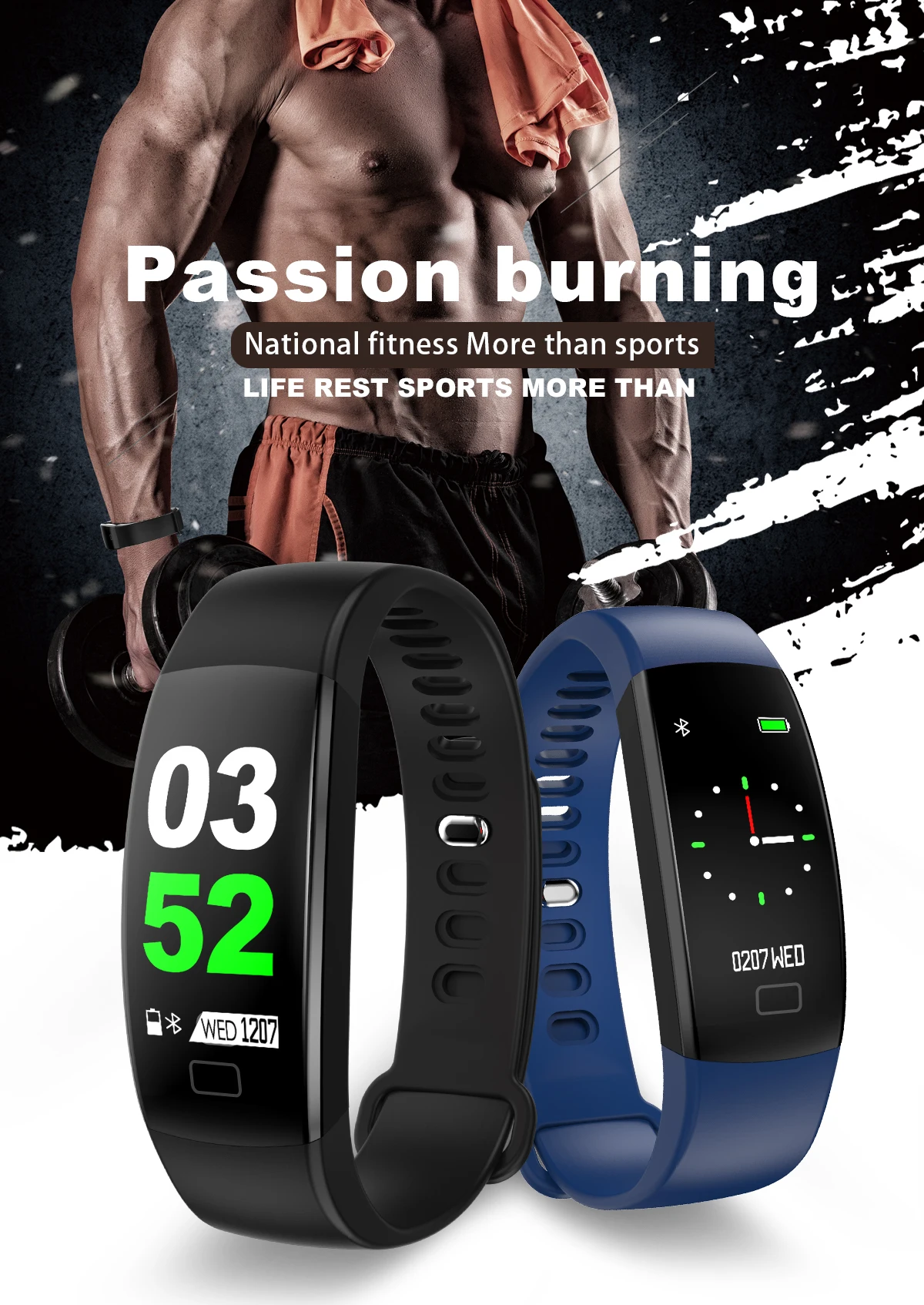 Смарт браслет для мужчин и женщин F64 Smartband Gps водонепроницаемый монитор сна фитнес