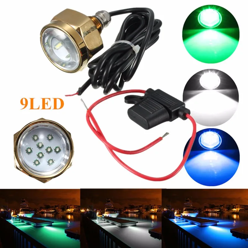 Smuxi 27W 9 LED Boat Drain Plug Light Waterproof IP68 Rate Blue Brightest 1800 Lumens Underwater Lamp | Лампы и освещение