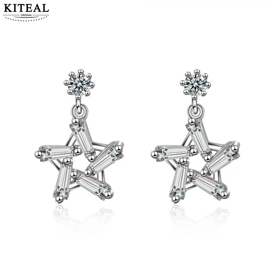 KITEAL 925 новейшие серебряные девичьи серьги с кисточками Хрустальная звезда Пять
