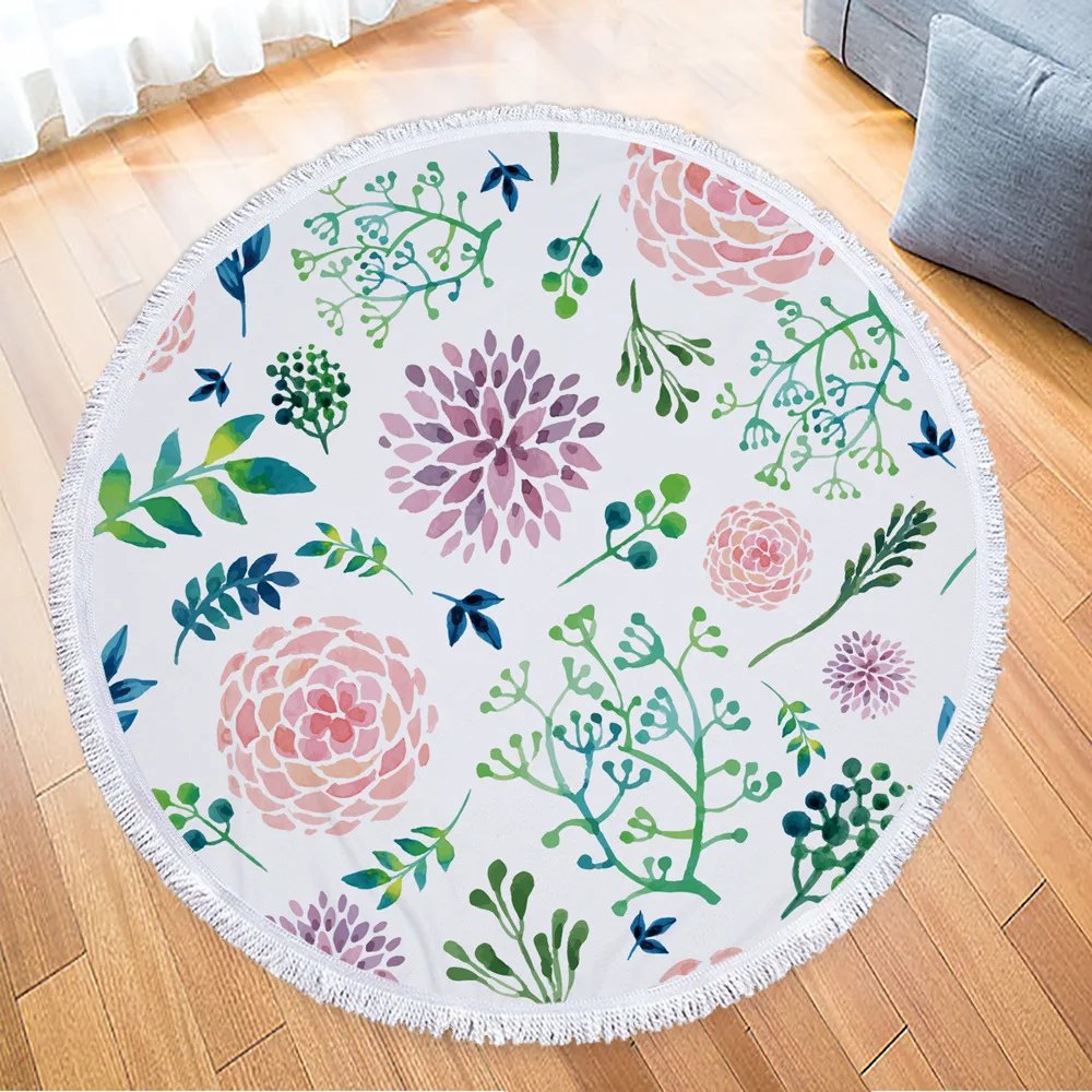 Зеленый тропический лес кактус суккулент алоэ полотенце с принтом круглая