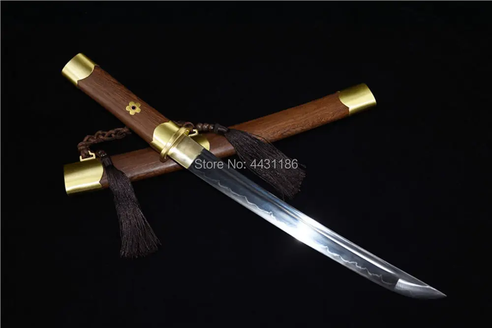 Медные фитинги/палисандр японский Танто меч Wakizashi Катана ГЛИНА ЗАКАЛЕННОЕ T10