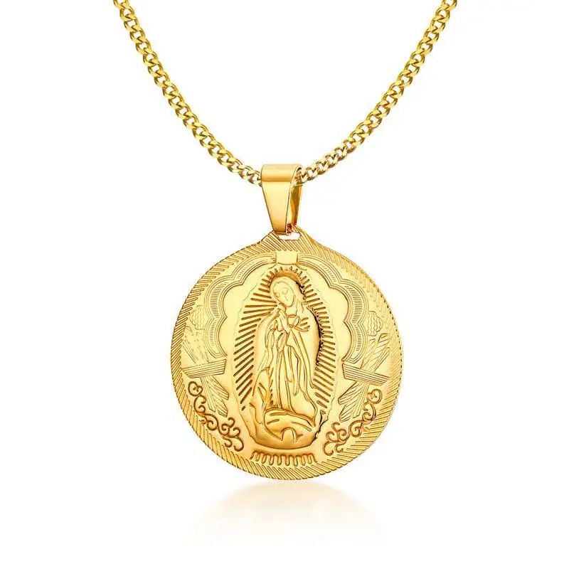 Mother of God Necklace Pendant Gold-color Stainless Steel Christian Jewelry High Quality | Украшения и аксессуары