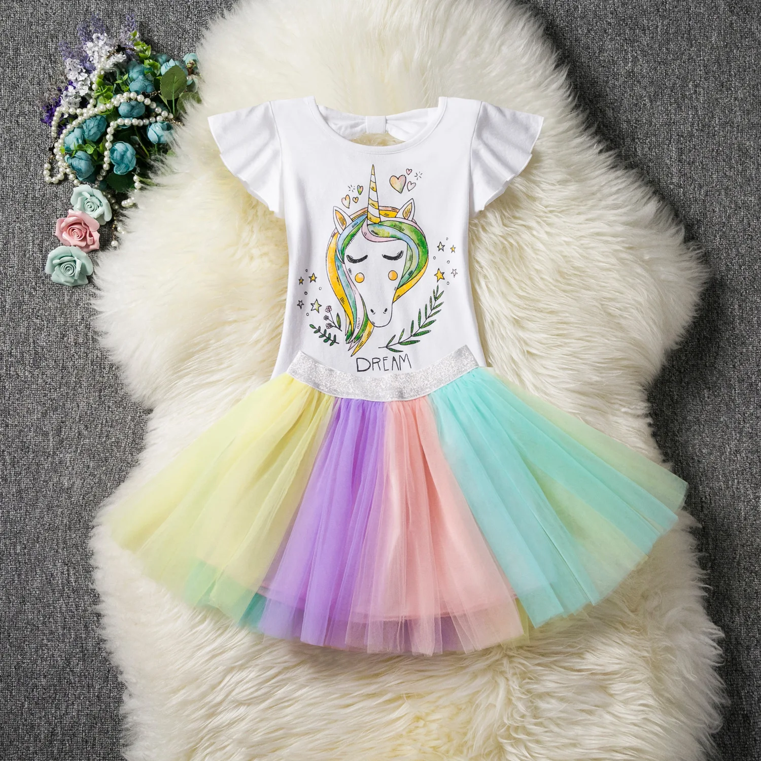 2019 Girls Dresses Kids Cartoon Vestidos Children Unicorn Party Spring Summer Little Sleeveless Dress | Детская одежда и обувь