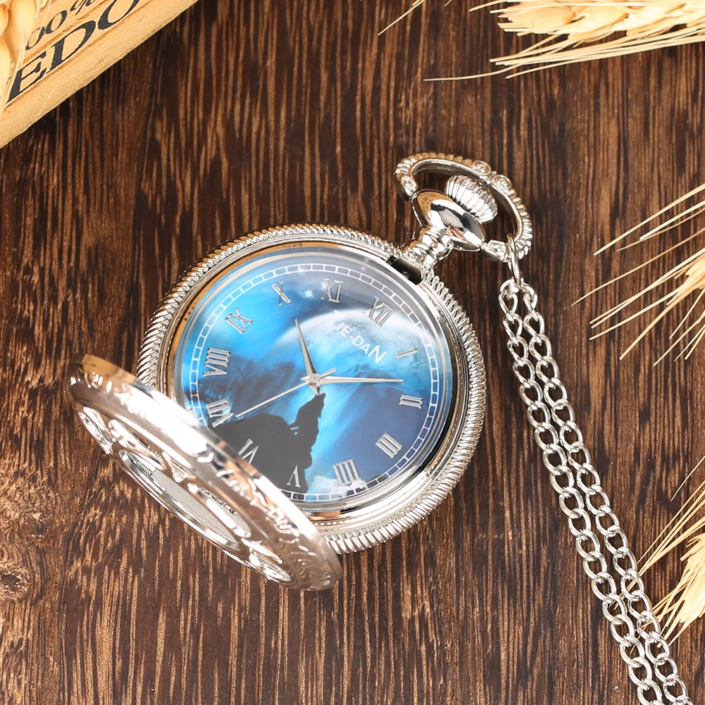 

Sunset Style Pocket Watches Fashion and Simple Quartz Pocket Watch Alloy Silver Case Roman Digital Pocket Watch Men Women