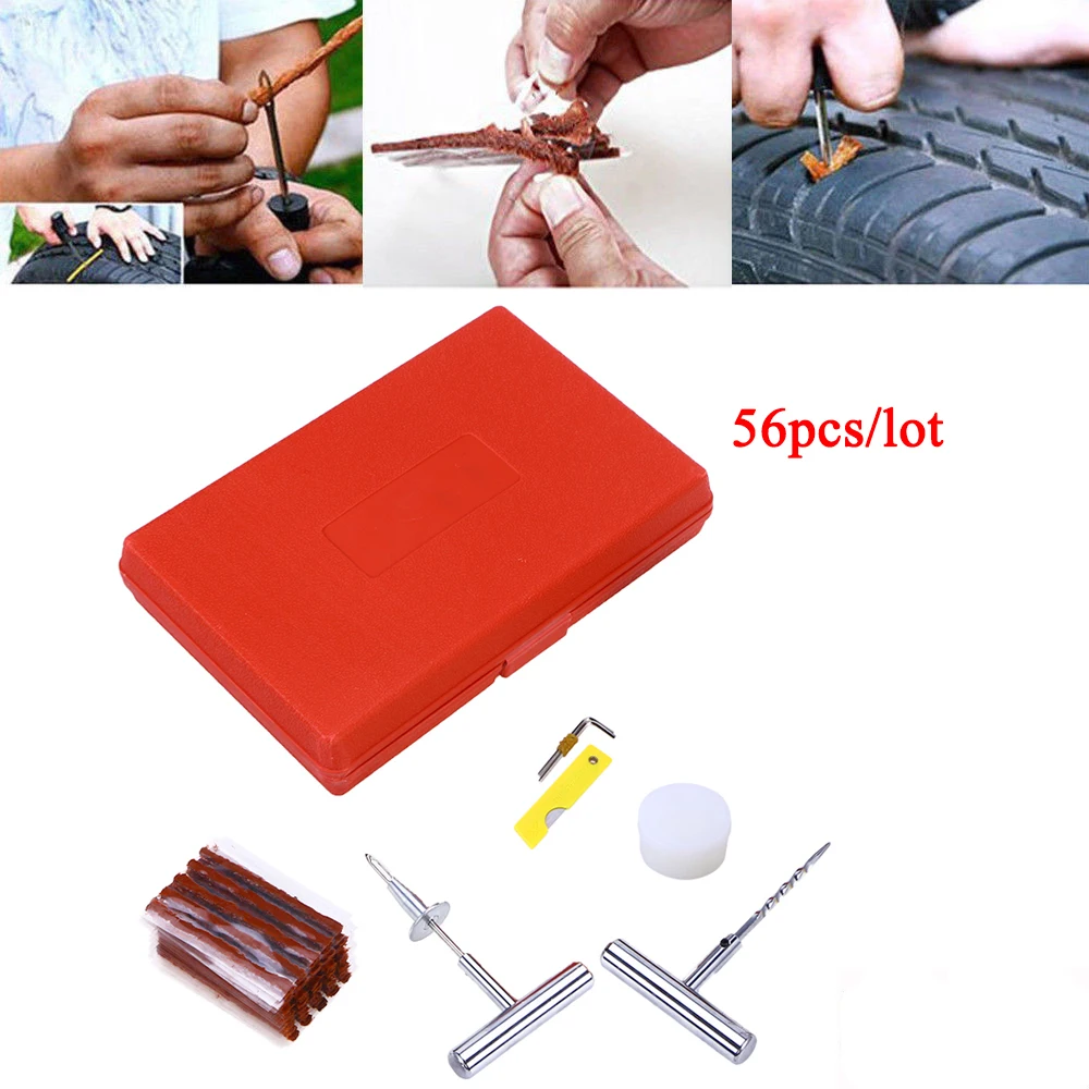 56pcs/Set Heavy Duty Car Tire Repair Tools Kits For Auto Tyre Set Styling Patching Repairing Kit | Автомобили и мотоциклы