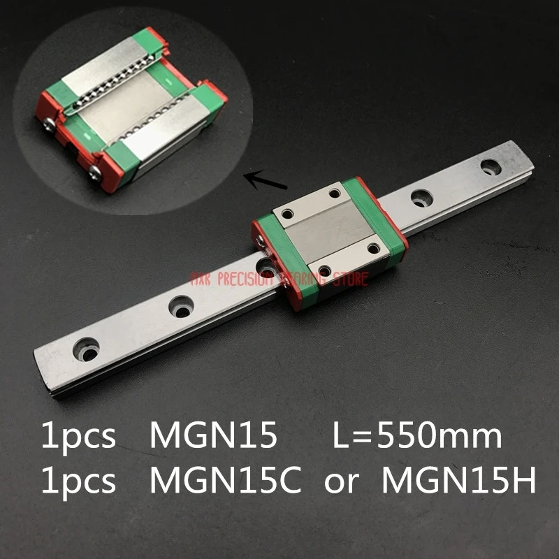 

AXK Cnc Router Parts Linear Rail 15mm Linear Guide Mgn15 L=550mm Rail Way + Mgn15c Or Mgn15h Long Carriage For Cnc X Y Z Axis