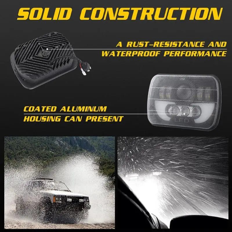 

30,000LM 7x6/ 5x7 inch 300W LED Headlight Rectangular Hi-Lo Light for Car Truck SUV EV-CSP LED