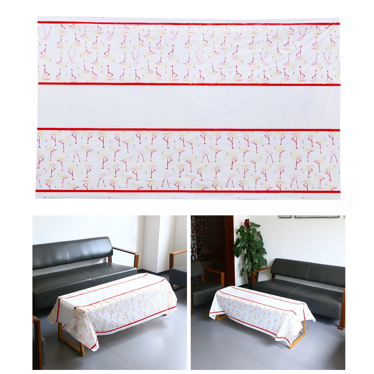 2 шт Скатерть прямоугольная пластиковая одноразовая Крышка для стола с Фламинго