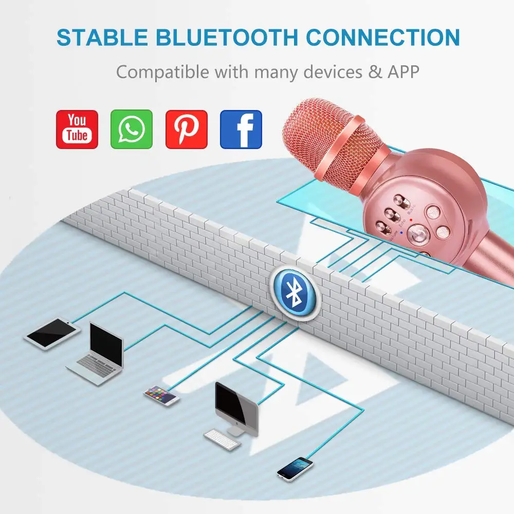 IG беспроводной микрофон для караоке профессиональный портативный Bluetooth ручной