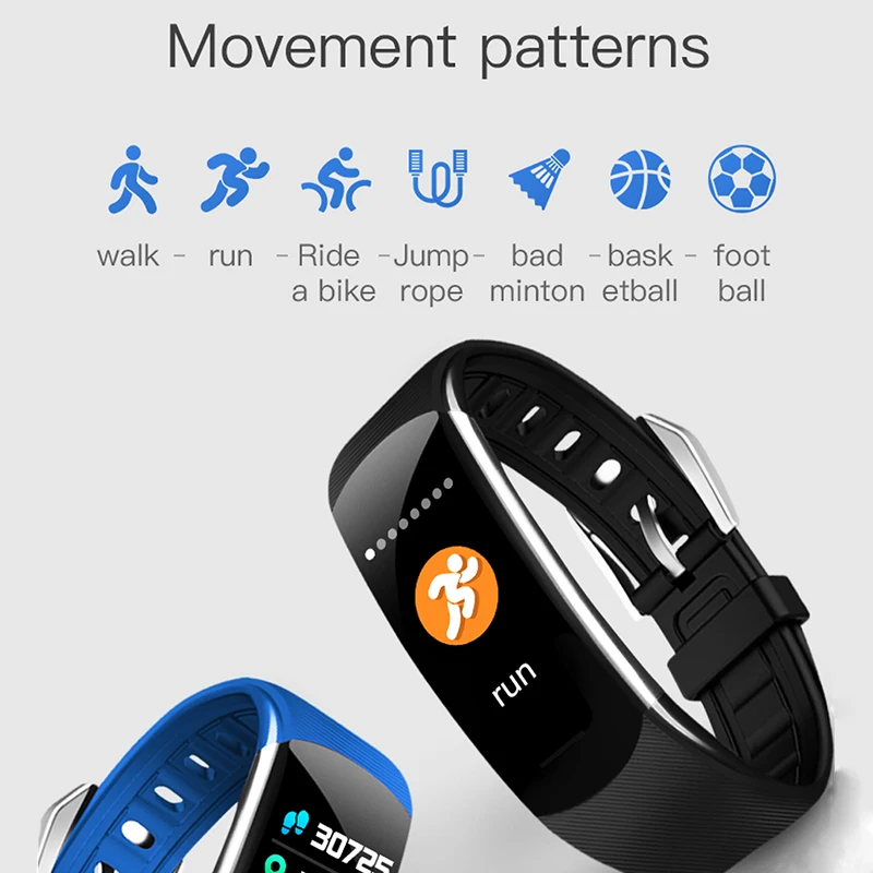 Смарт-часы Bluetooth 0 96 дюймов Android IOS USB зарядное устройство монитор сердечного ритма