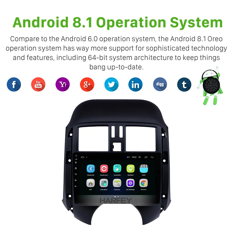Мультимедийная система Harfey 9 &quotдля Nissan Old Sunny 2011-2013 GPS-навигация Android 1 с поддержкой
