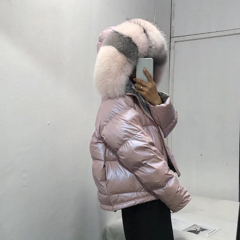 Women Winter Big Fur Collar Down Parka Waterproof 90% White Duck Down Jacket Warm Loose Down Coat Casual Thicken Outerwear PJ349