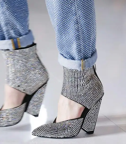 Женские Ботильоны на каблуке шпильке с острым носком|Женские полусапожки| |