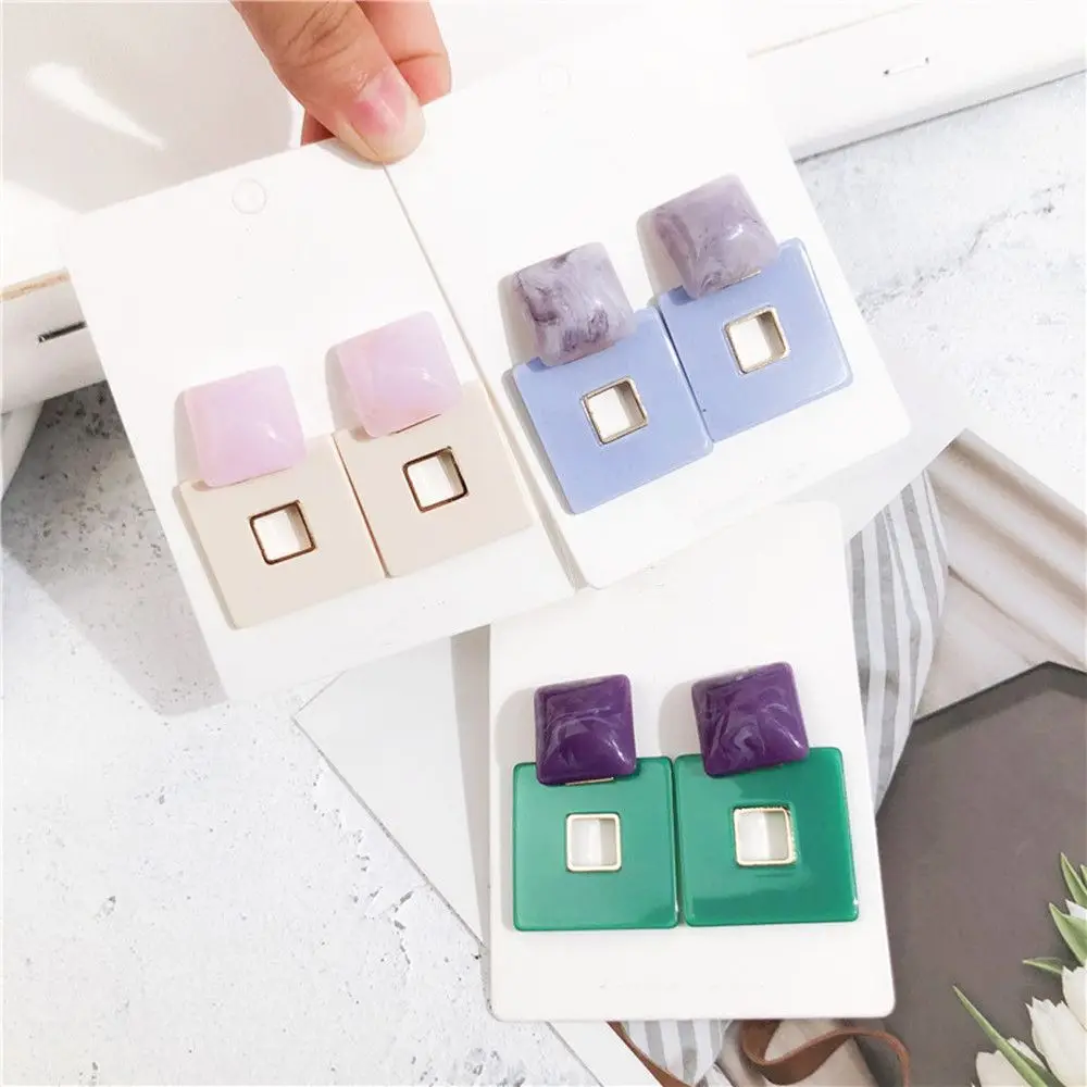 Fashion New Design Square Resin Drop Earrings Women Casual Statement Big Acrylic Dangle Trendy Party Jewelry | Украшения и