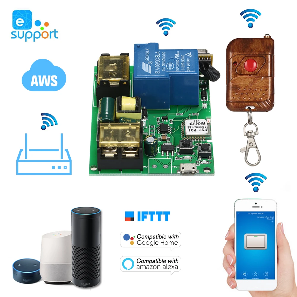 Модуль переключения USB DC5V AC85 250V 30A Wifi переключатель беспроводной релейный модуль