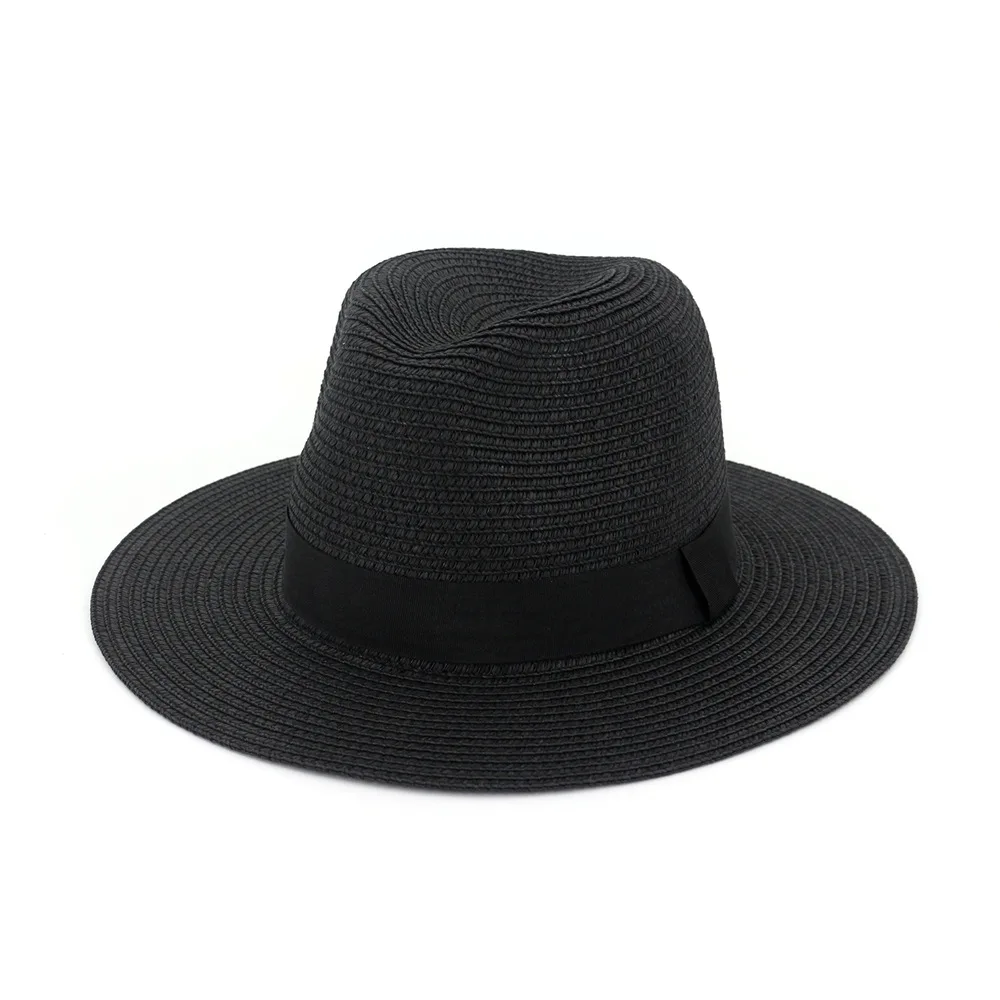 New Summer Fashion women's straw hat Large brim panama Fedora Travel Beach Hat with Satin | Аксессуары для одежды