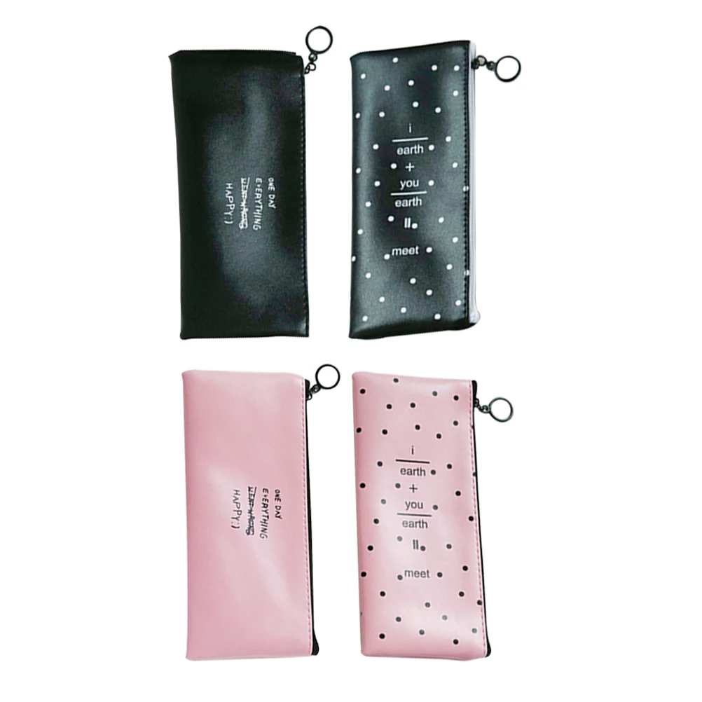 4pcs Pencil Case Letters Pattern PU Leather Pen Bag Organizer Pouch for Students Kids Children Adults | Дом и сад