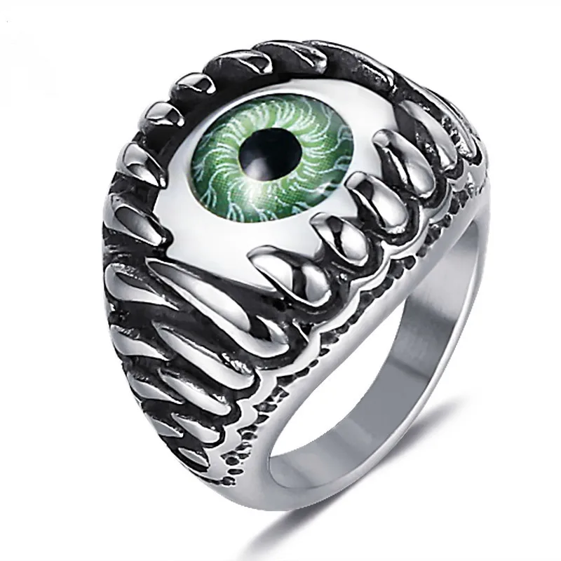 

jingyang Stainless Steel Simple Devil's Eyering High Quality Stainless Steel Skull Rings Vintage Jewelry Accessories Jewellery