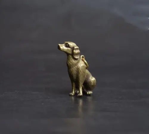 

Chinese Old Collectibles pure brass lucky Zodiac dog statue pendant