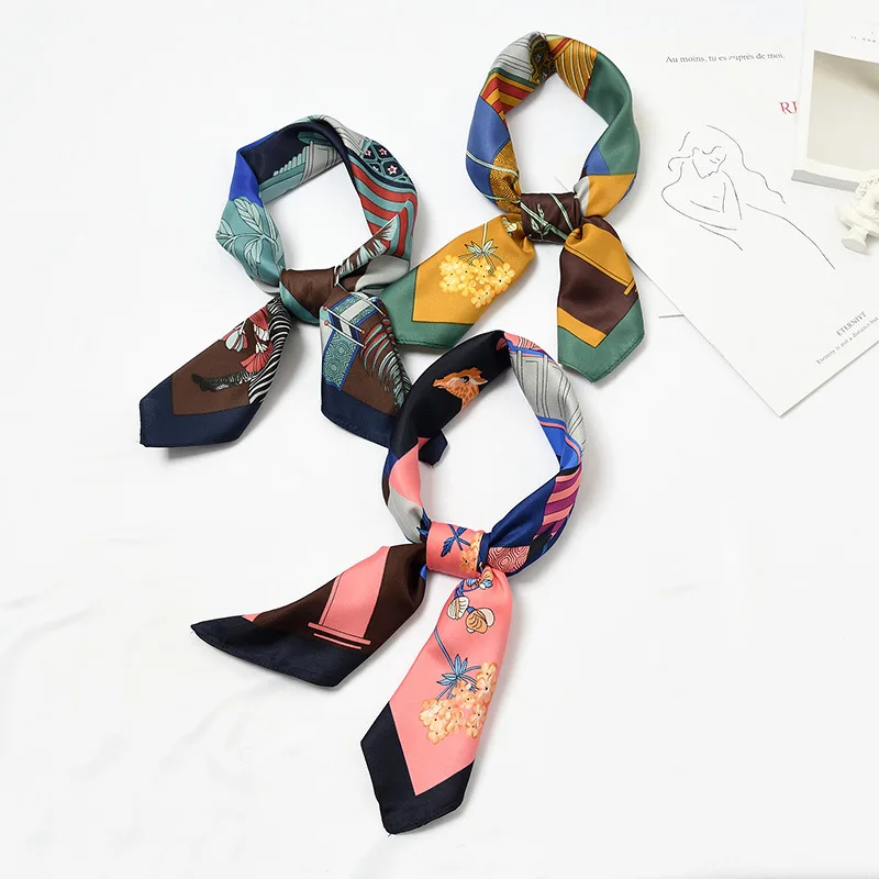 Уникальный милый роскошный брендовый шикарный маленький квадратный шарф для