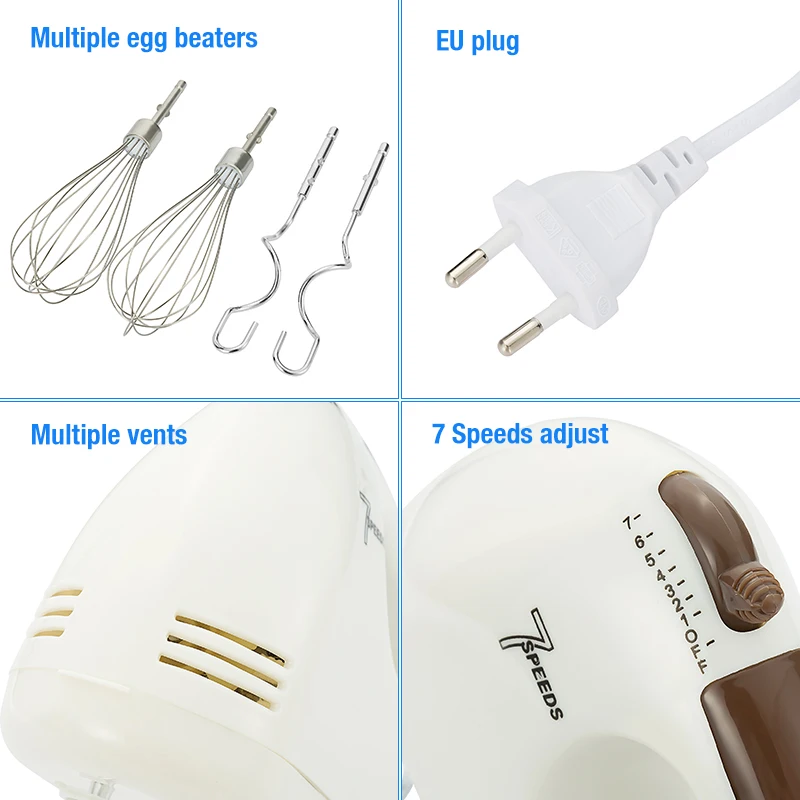 США Plug 7 скорость портативный миксер пищевые блендеры двойной венчик