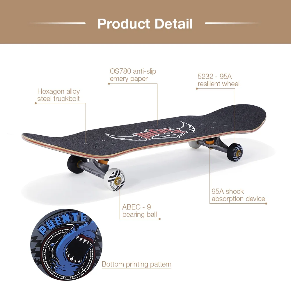 PUENTE 608 ABEC 9 четырехколесный скейтборд для взрослых двухслойная 7 слойная длинная