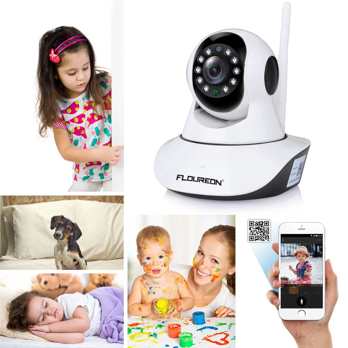 FLOUREON 720P HD Wifi беспроводная домашняя ip камера безопасности сетевая