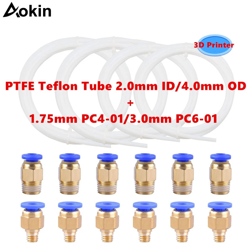 1 м трубка из ПТФЭ соединители для труб запчасти 3D принтеров J head Hotend V5 V6 75 мм 3 0