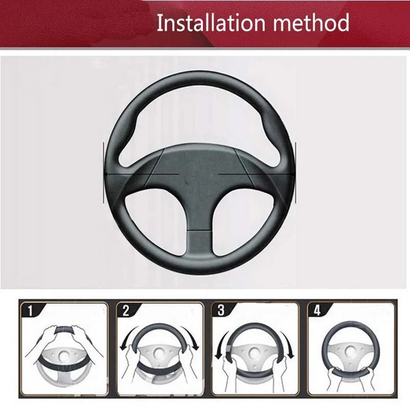 

38cm Car Steering Wheel Cover Simulation Leather Car Four Seasons Handlebar Set Slip Breathable Universal Disk Cover