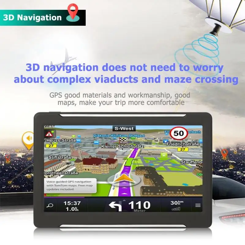 T600 Портативный 7 дюймовый сенсорный экран автомобильный GPS Navi 256MB + 8GB gps навигатор