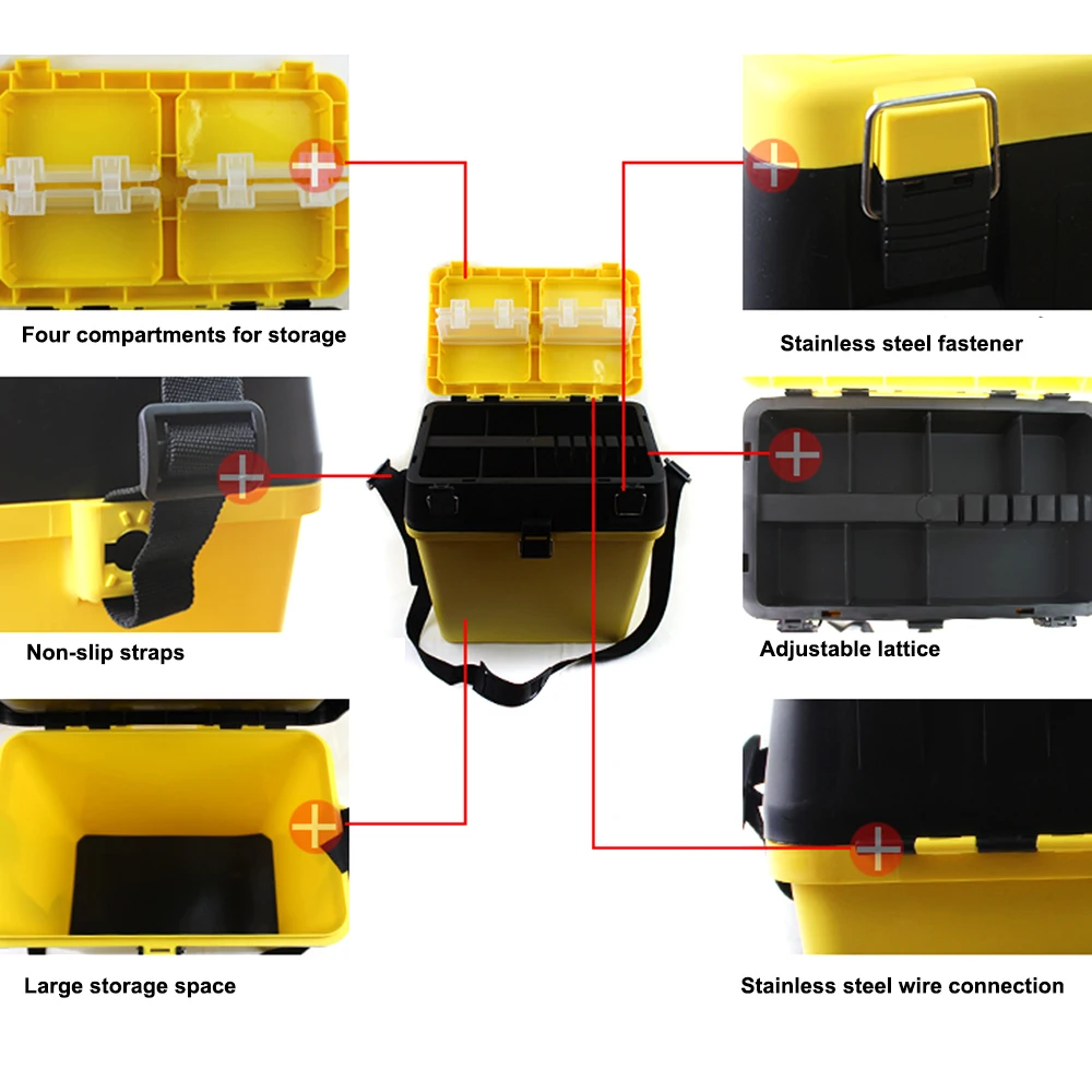 Водонепроницаемый многослойный ящик для рыболовных снастей 37*33*20 см ловли
