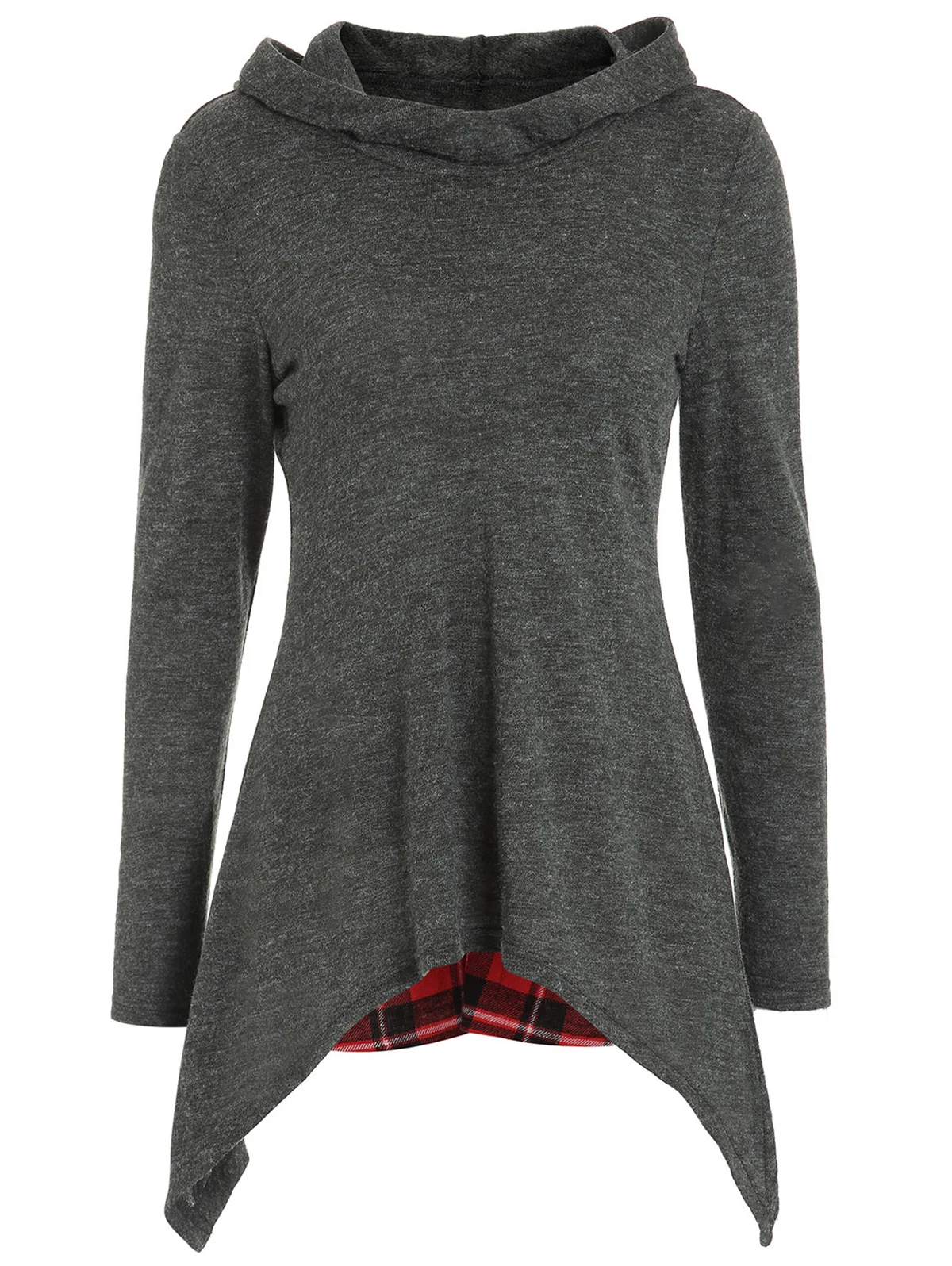 Женский трикотажный пуловер с длинным рукавом и капюшоном Wipalo Tartan Осенний