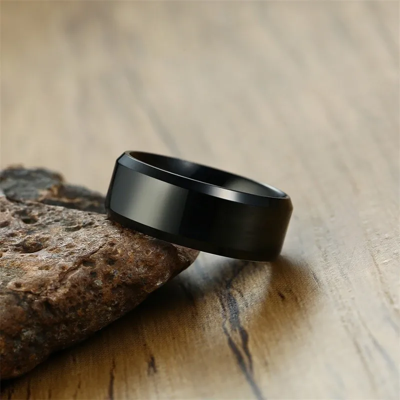 Mens Simple Wedding Bands Rings for Women 8MM Black Stainless Steel Alliance Anel O Unisex Jewelry | Украшения и аксессуары