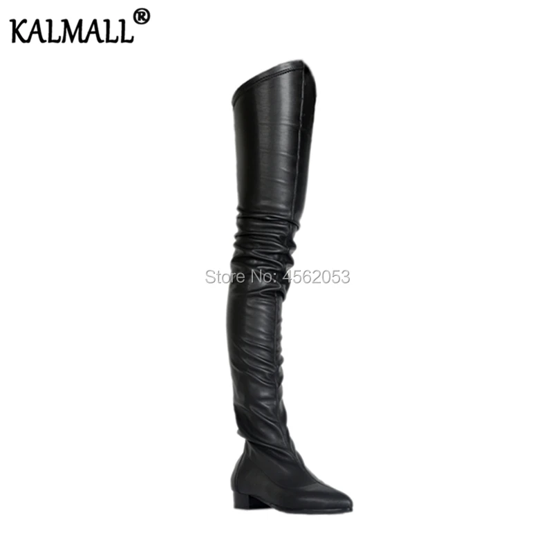 Женские Эластичные кожаные сапоги KALMALL черные белые красные новые сексуальные